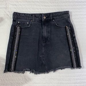 Free People Black Denim Skirt